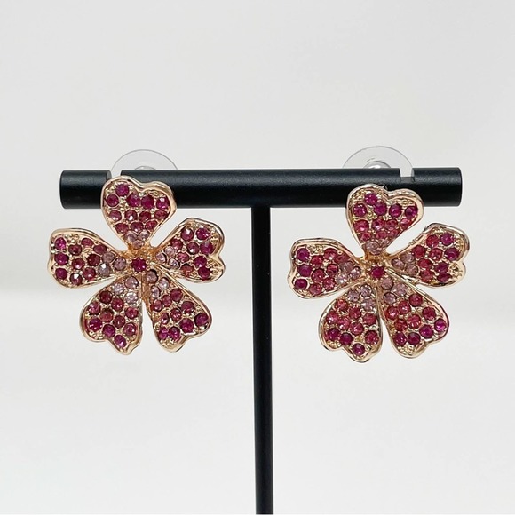 JTV Jewelry - JTV Off Park Collection Pink Ombre Crystal Rose Tone Flower Earrings